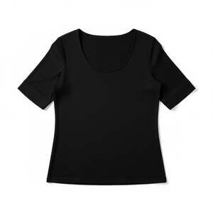 L.L.Bean Women's Supima Cotton Tee, Short-Sleeve Scoopneck Black M-REG